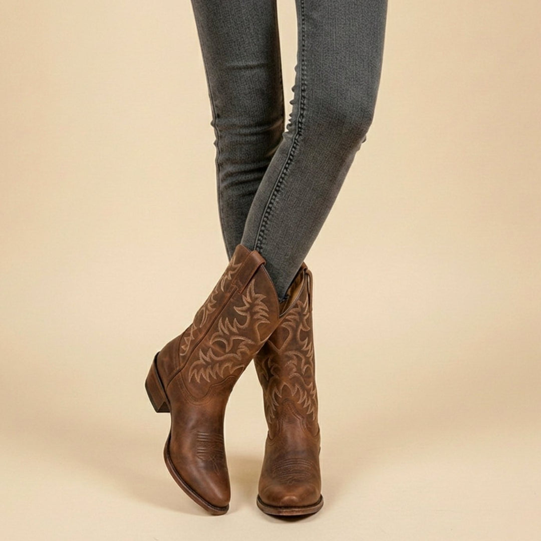 Lornwick | Women's Heeled Cowboy Boots Mid-Calf - Image 1