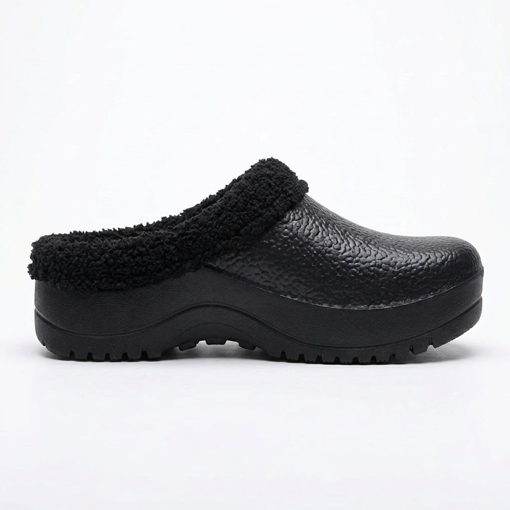 Lorvana | Women's Cosy Slippers Fleece-Lined Clog - Black - Image 1