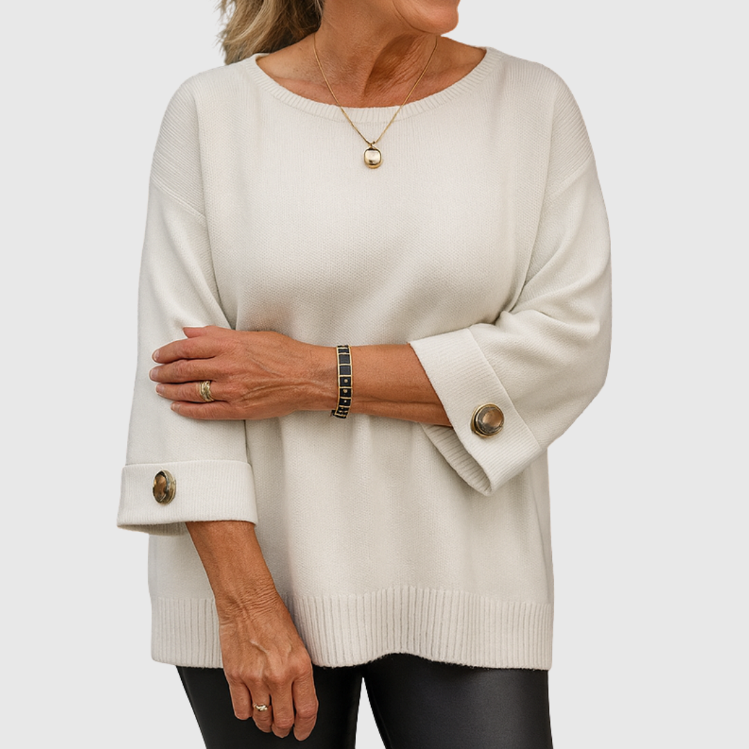 Lorwen | Women's Relaxed Fit Knit Jumper - Cream - Image 1