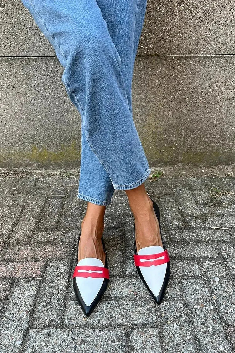 Lyralei | Women's Pointed Toe Colour Block Flats - Image 2
