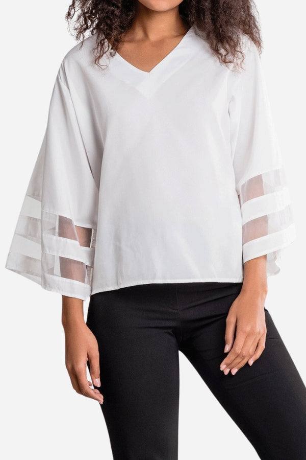 Lysandra | Women's Bell Sleeve V-Neck Blouse - Image 1