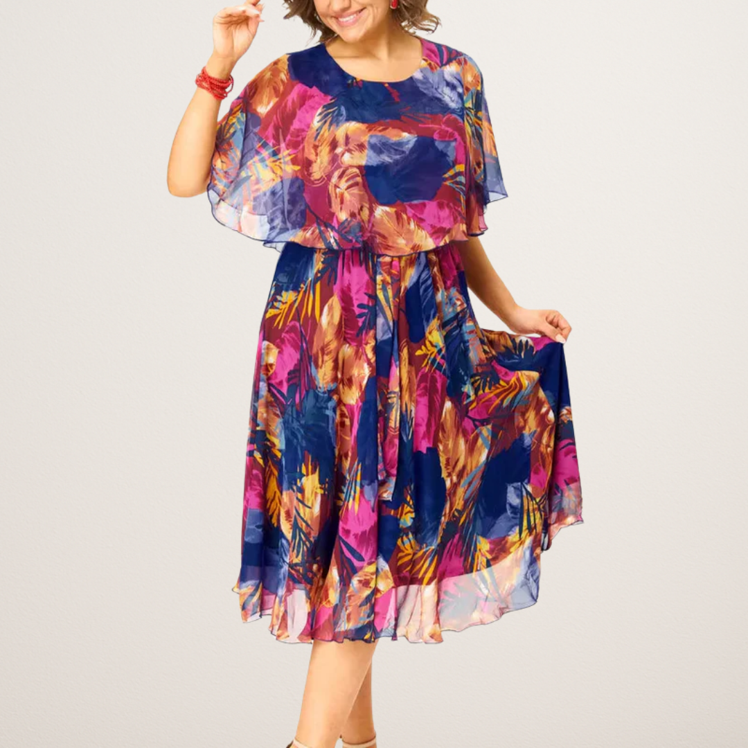 Lysette | Women's Floral Short Sleeve Midi Dress - Image 1