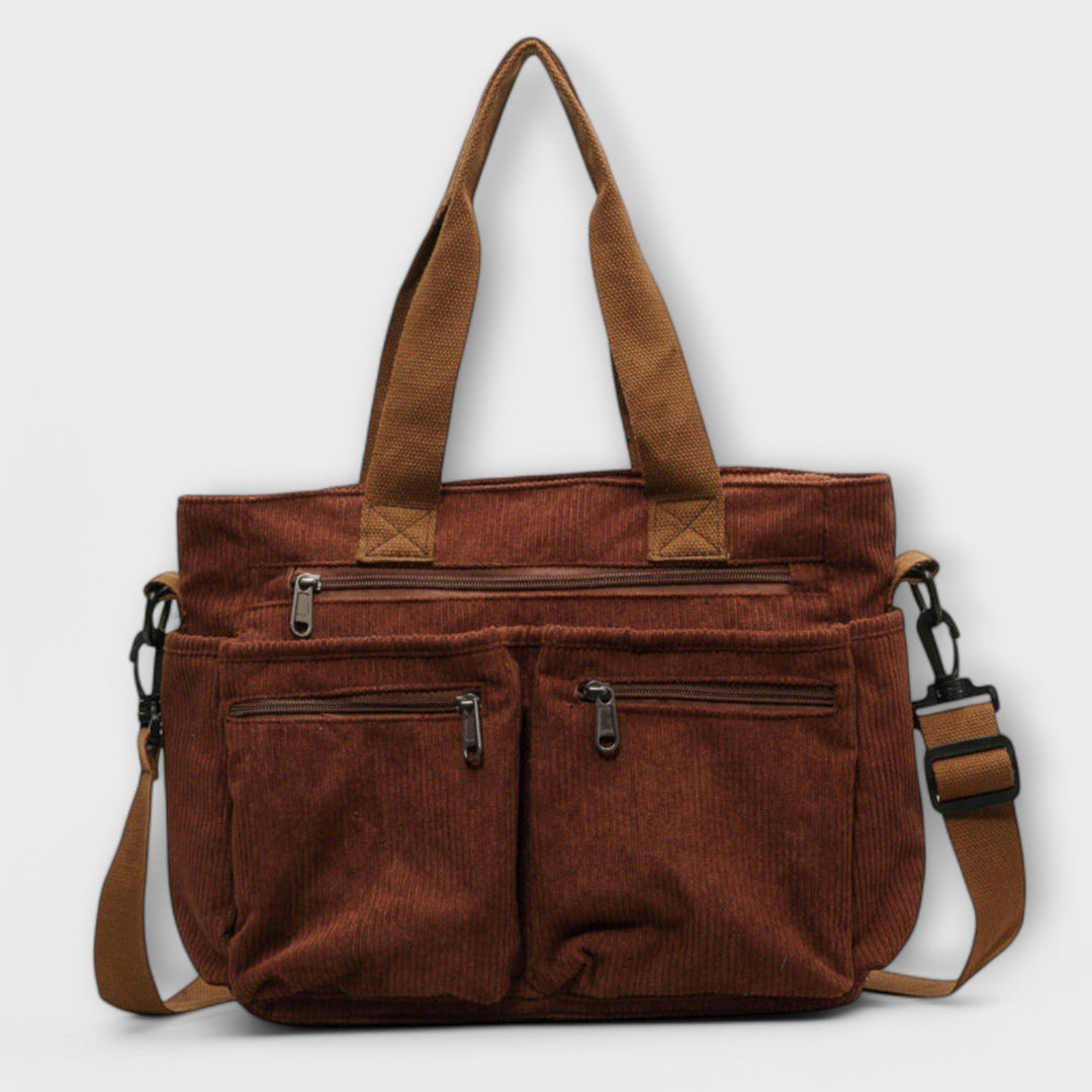 Lysithea | Women's Brown Multi Pocket Shoulder Tote Bag - Image 1