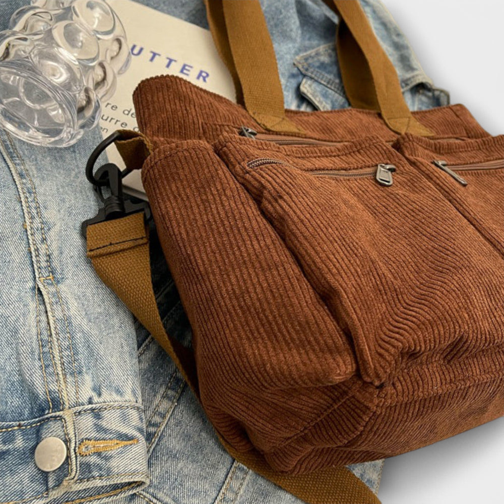 Lysithea | Women's Brown Multi Pocket Shoulder Tote Bag - Image 2