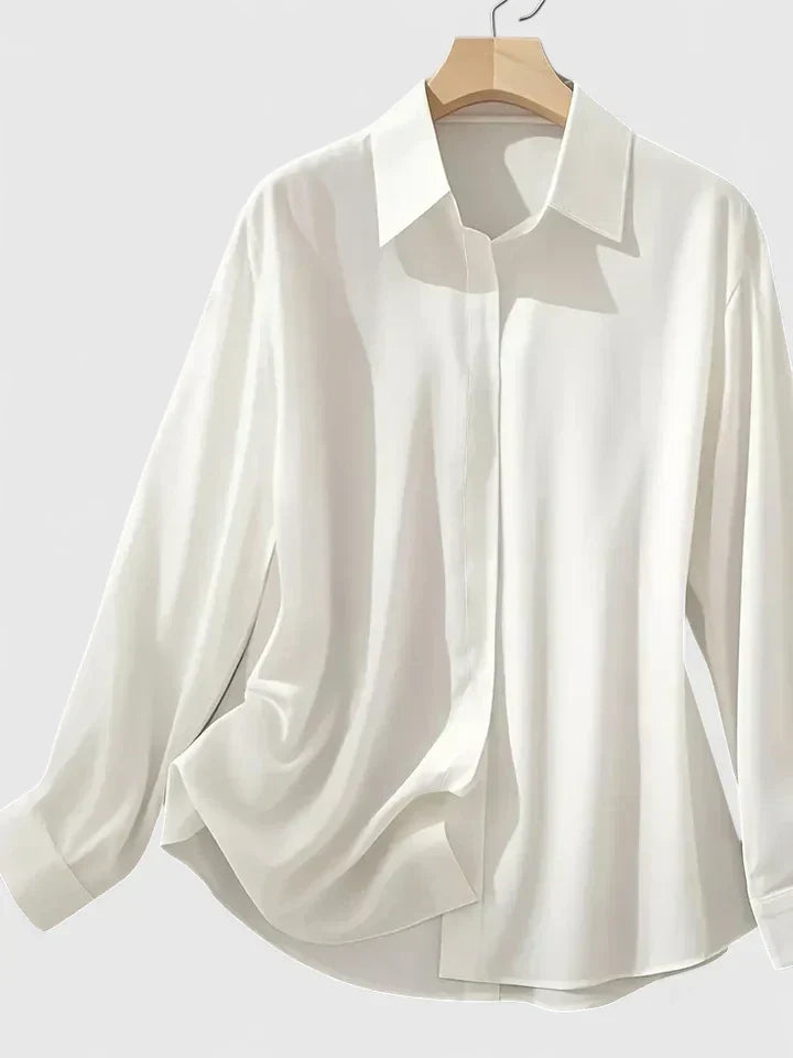Maeve | Women's Long Sleeve Button Down Collared Blouse - White - Image 1