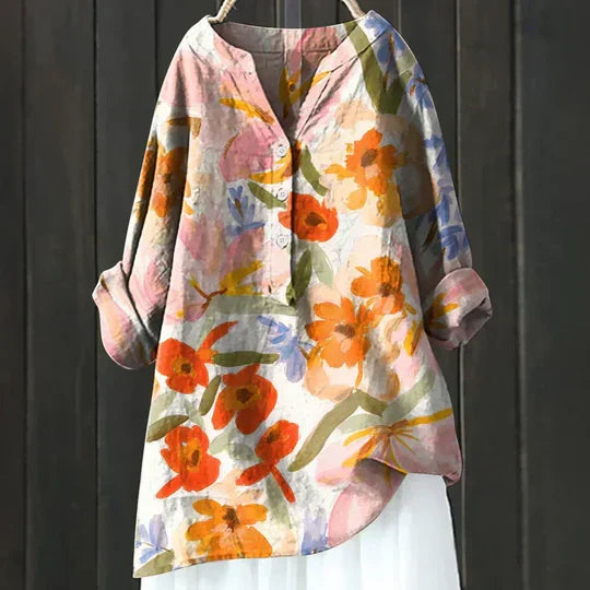 Magnolia | Women's Floral V-Neck Long Sleeve Tunic - Image 2