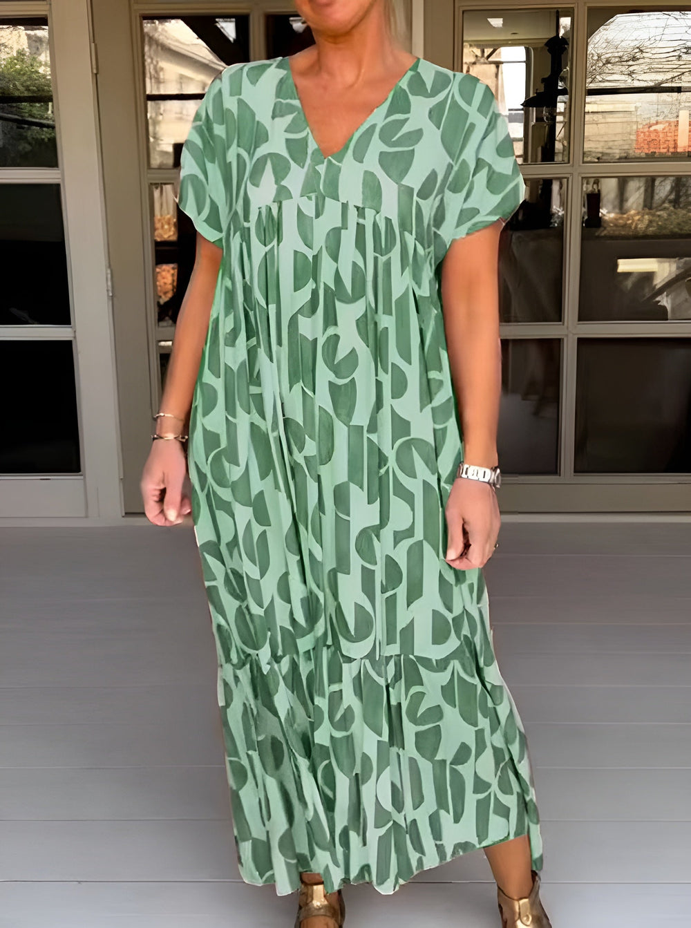 Margot | Women's V Neck Short Sleeve Maxi Dress - Image 2