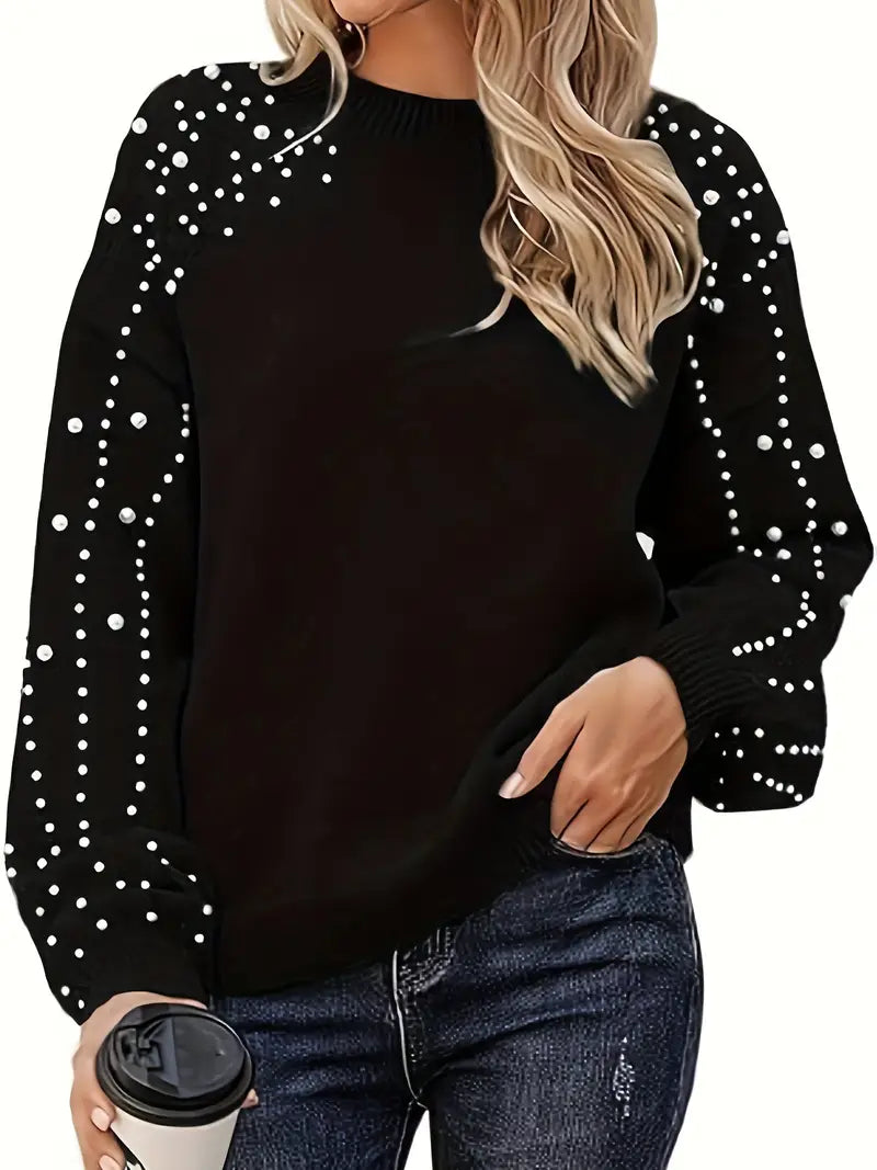 Marvine | Women's Pearl Embellished Knit Jumper - Red - Image 2