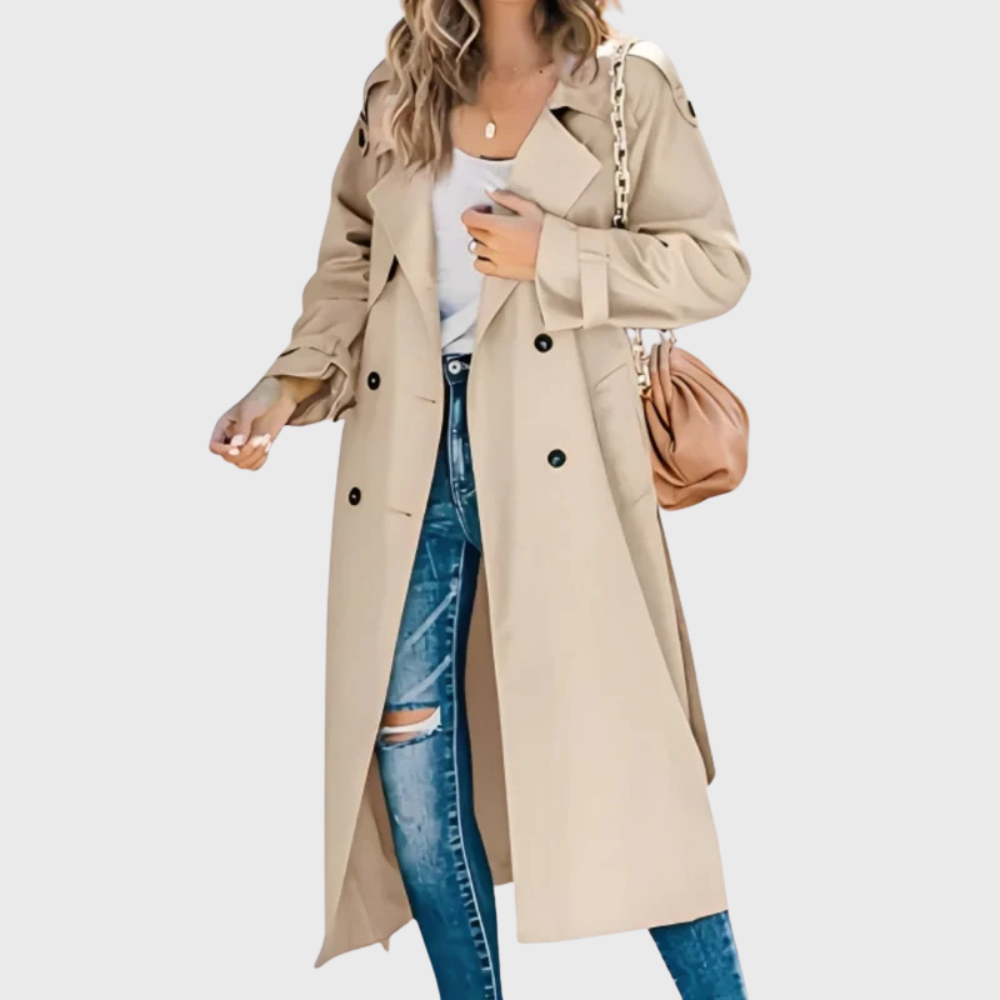 Meadow | Women's Double Breasted Long Trench Coat - Image 2