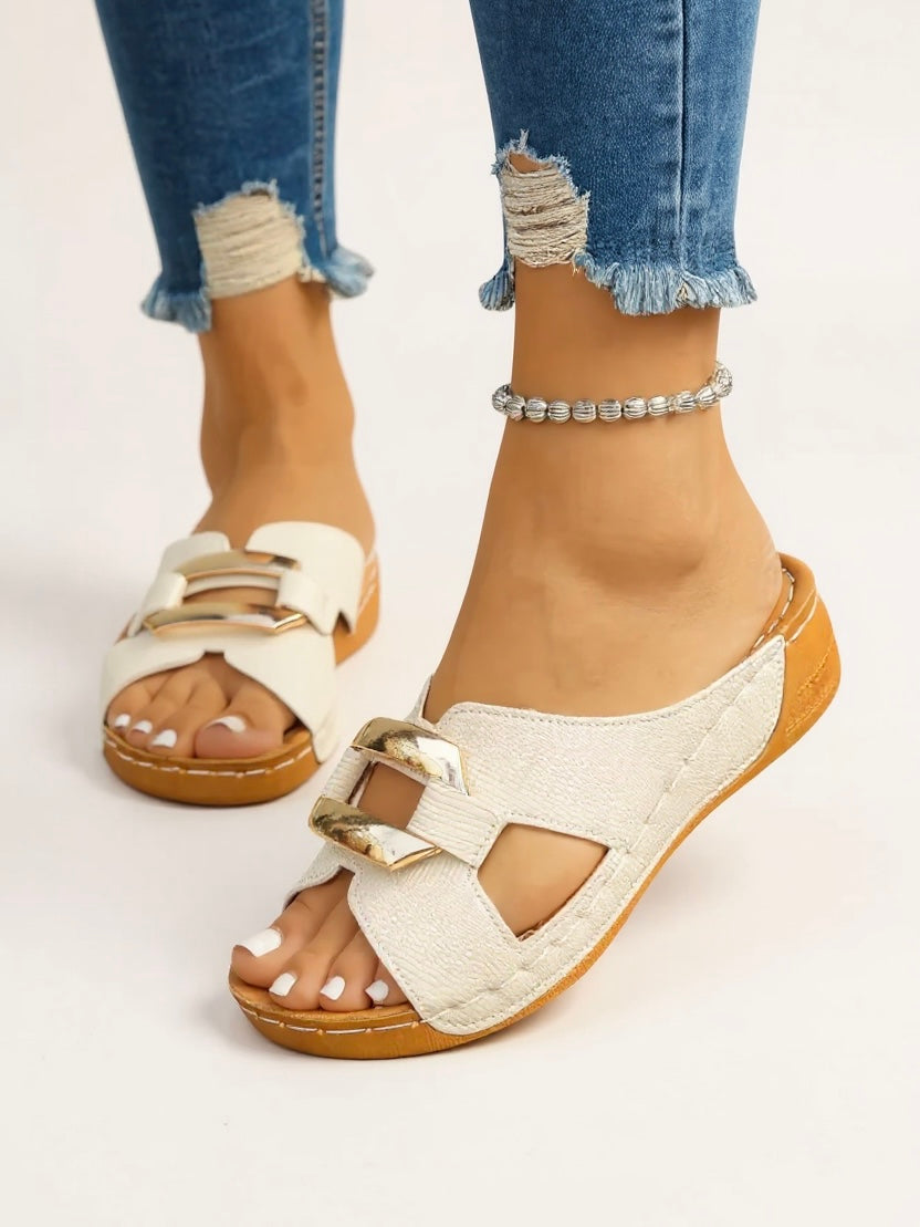 Melisande | Women's Adjustable Double Buckle Slides - Image 2