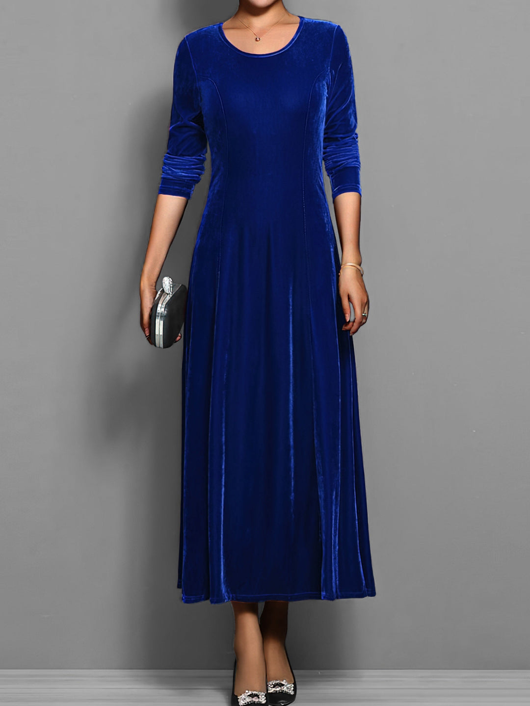 Millicent | Women's Round Neck Long Sleeve Maxi Dress - Image 1