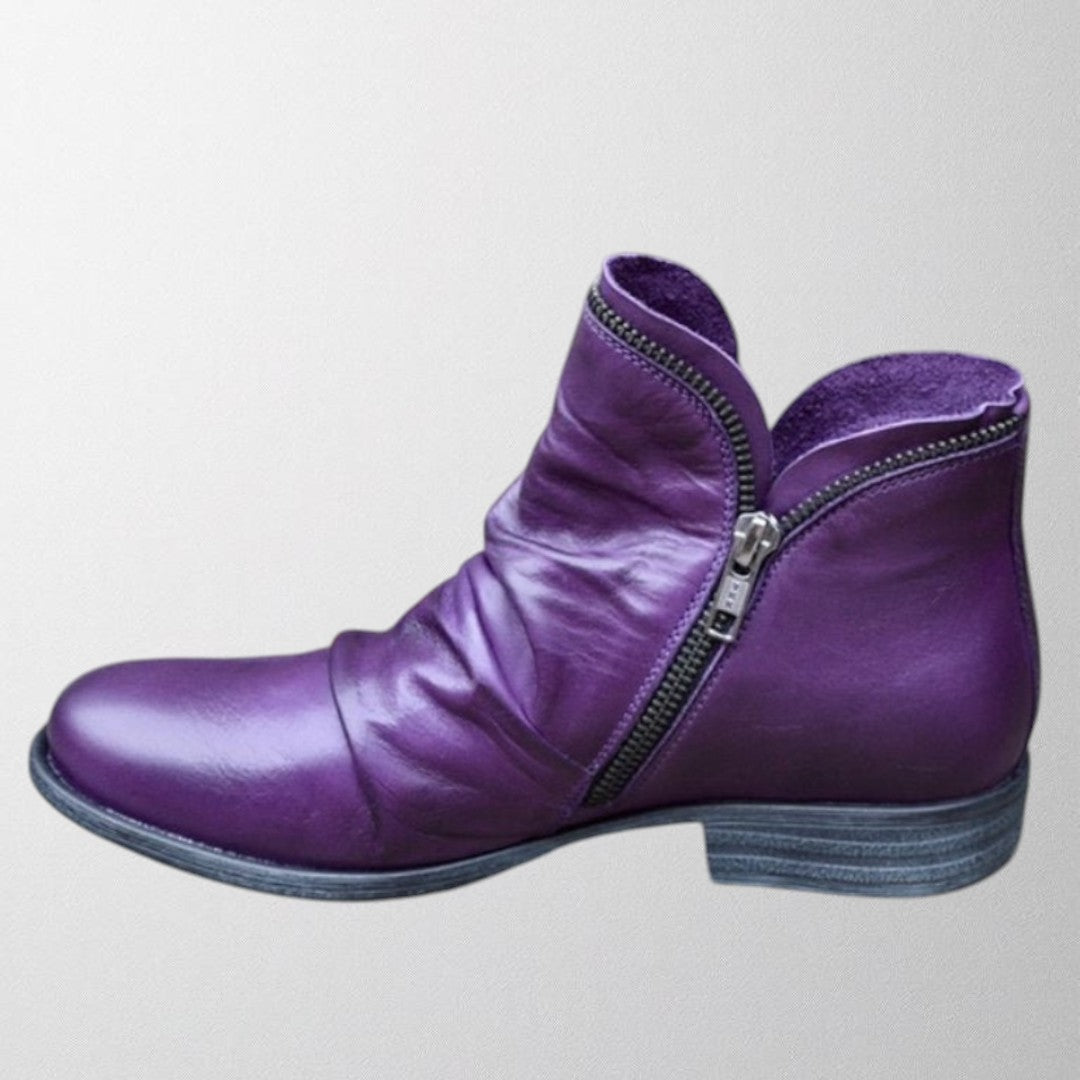 Mirabel | Women's Purple Zip Ankle Boots - Image 1