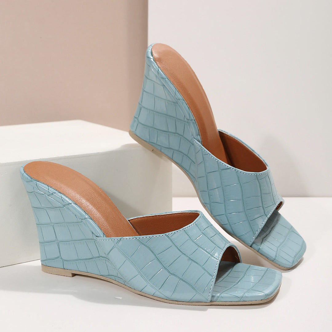 Naia | Women's Croc Textured Wedge Sandals - Image 1