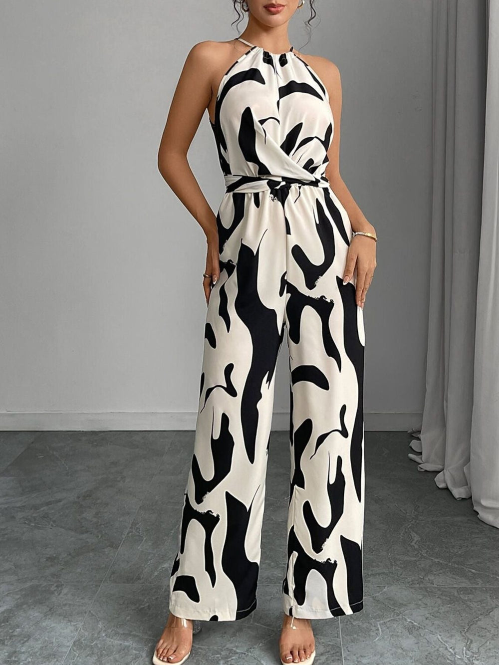 Navine | Women's Halter Neck Abstract Print Jumpsuit - Image 2