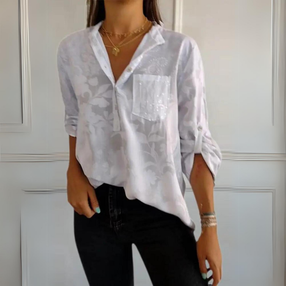 Nicolette | Women's Collared Long Sleeve Blouse - Image 1