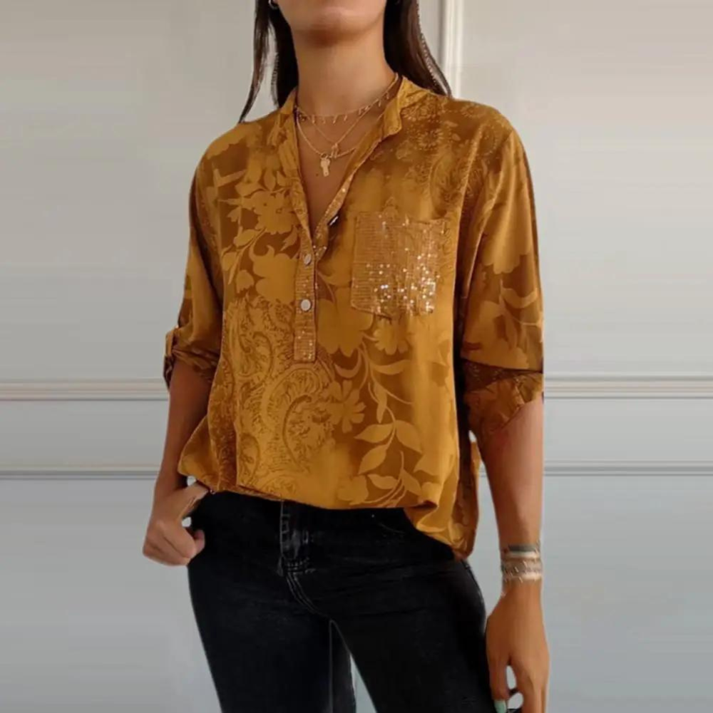 Nicolette | Women's Collared Long Sleeve Blouse - Image 2