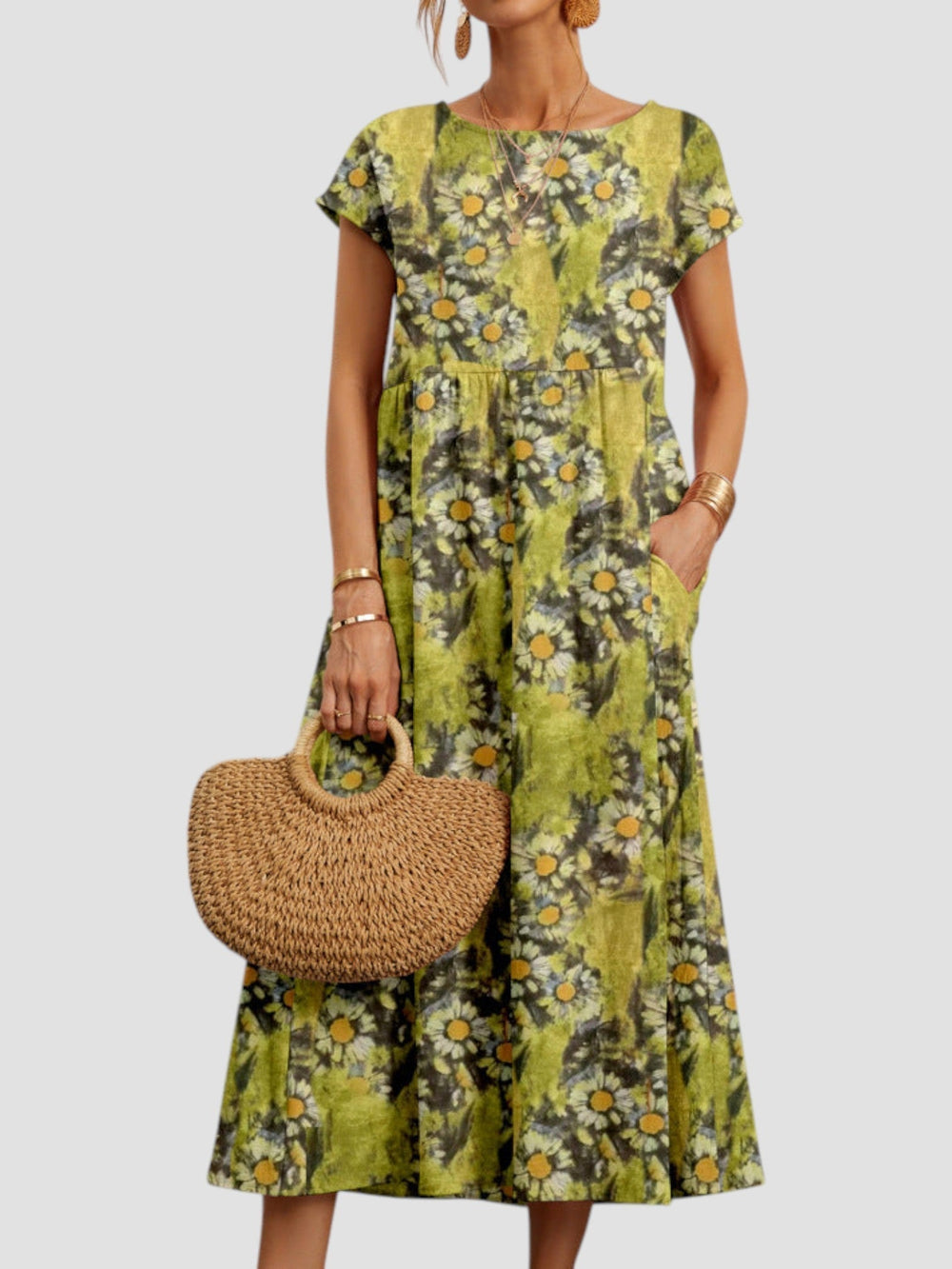 Octavia | Women's Floral Short Sleeve Midi Dress - Image 2