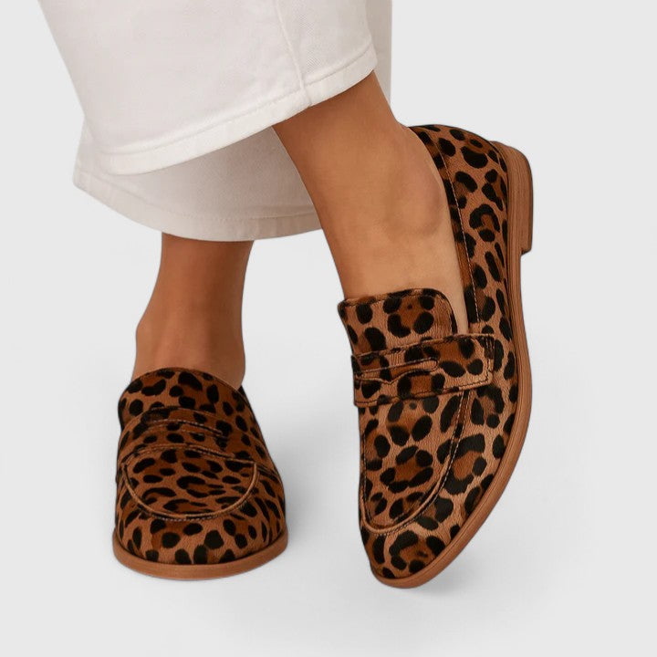 Octavia | Women's Leopard Print Loafers - Brown - Image 1
