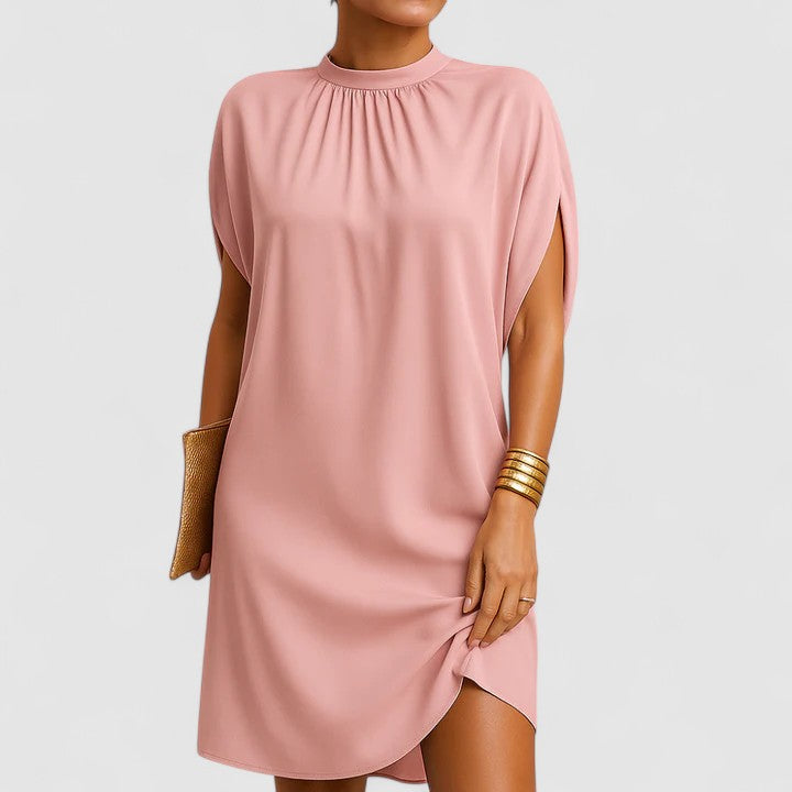 Octavia | Women's Mock Neck Split Sleeve Midi Dress - Image 1
