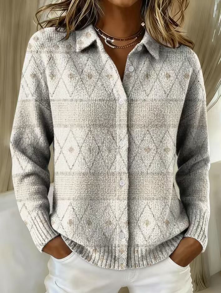 Odessa | Women's Button Front Cardigan Sweater - Grey - Image 1
