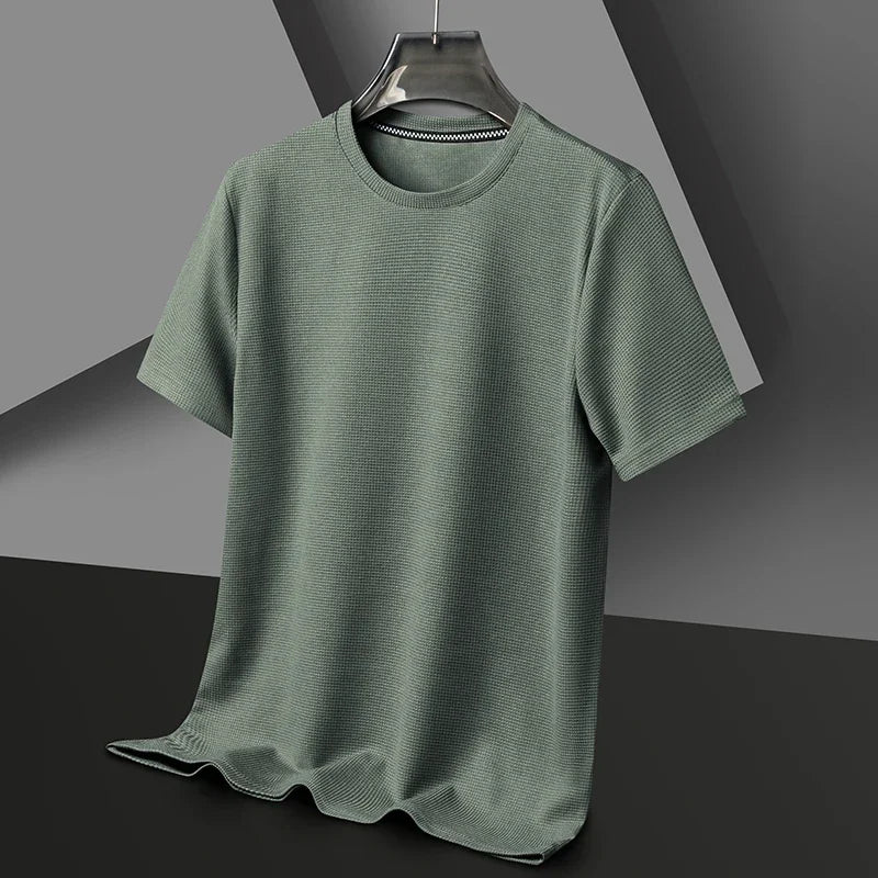 Oleander | Men's Waffle Knit Crew Neck T-Shirt - Camel - Image 2