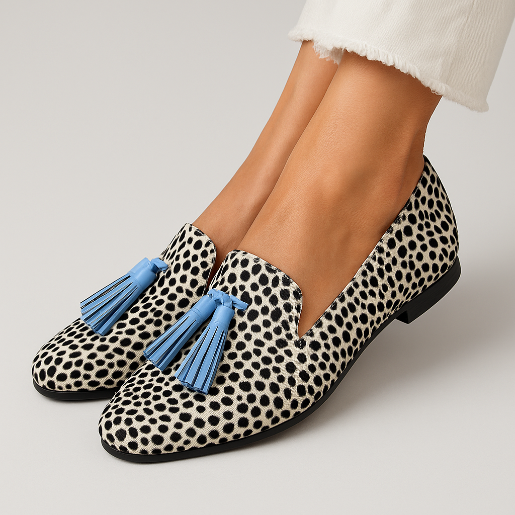 Olympianne | Women's Polka Dot Tassel Loafers - Image 1