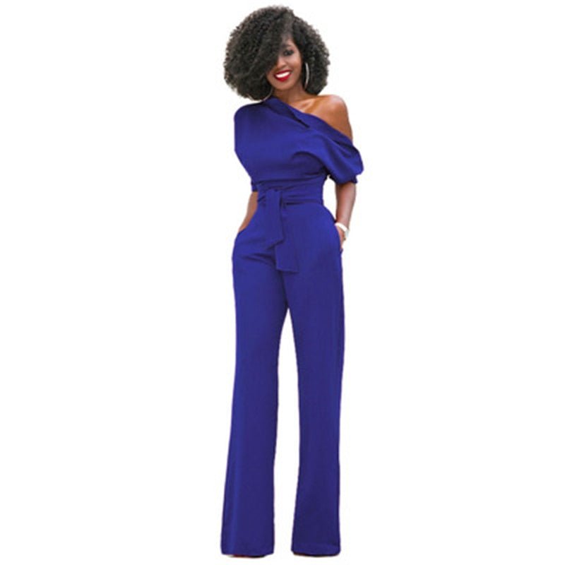 Ondine | Women's One Shoulder Wide Leg Jumpsuit - Red - Image 2
