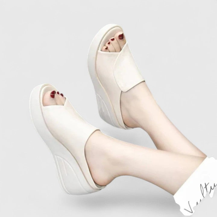 Ophelia | Women's Black Wedge Platform Sandals - Image 2