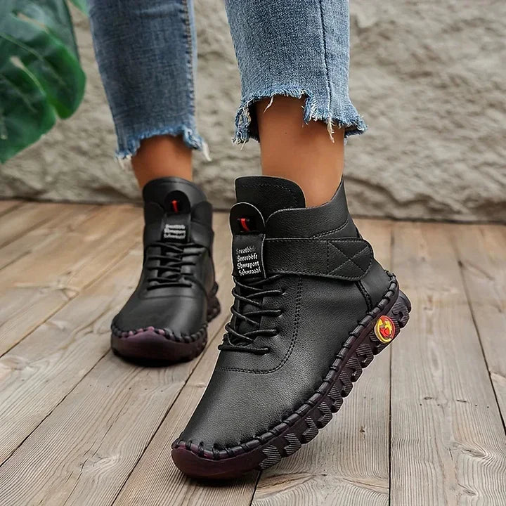 Orvella | Women's Lace-Up Ankle Boots Lug Sole - White - Image 2