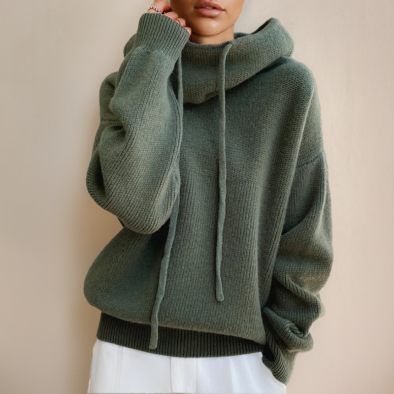 Orveth | Women's Hooded Knit Jumper - Sage - Image 1