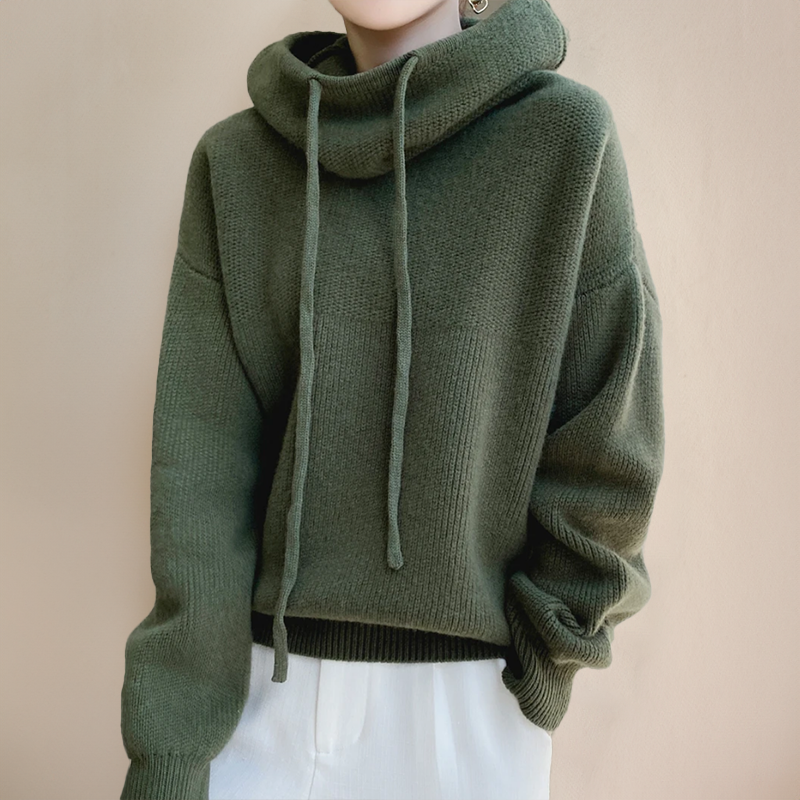 Orveth | Women's Hooded Knit Jumper - Sage - Image 2
