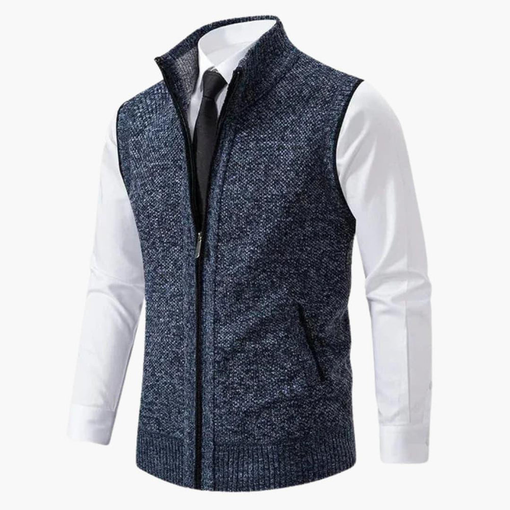 Oswin | Men's Zip-Up Sweater Vest - Dark Blue - Image 2