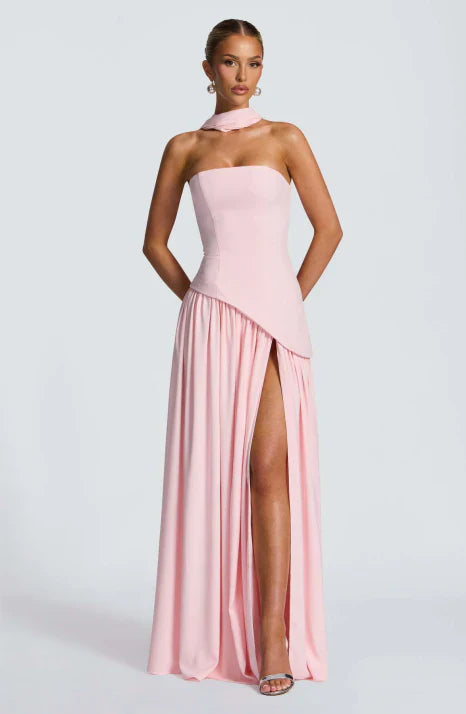 Ottavia | Women's Strapless Formal Maxi Dress - Burgundy - Image 2