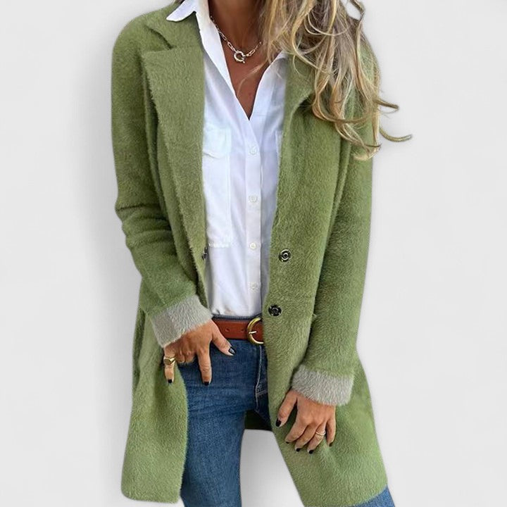 Ottilie | Women's Long Button Cardigan - Green - Image 1