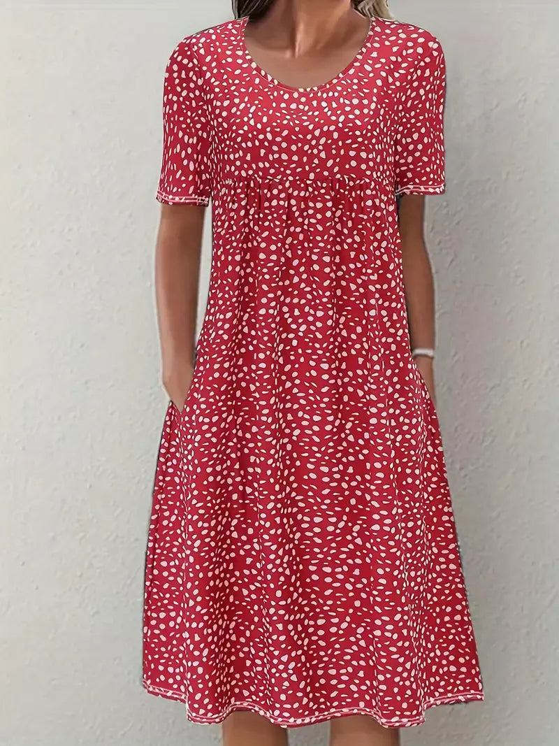 Ottilie | Women's V-Neck Polka Dot Midi Dress - Image 1
