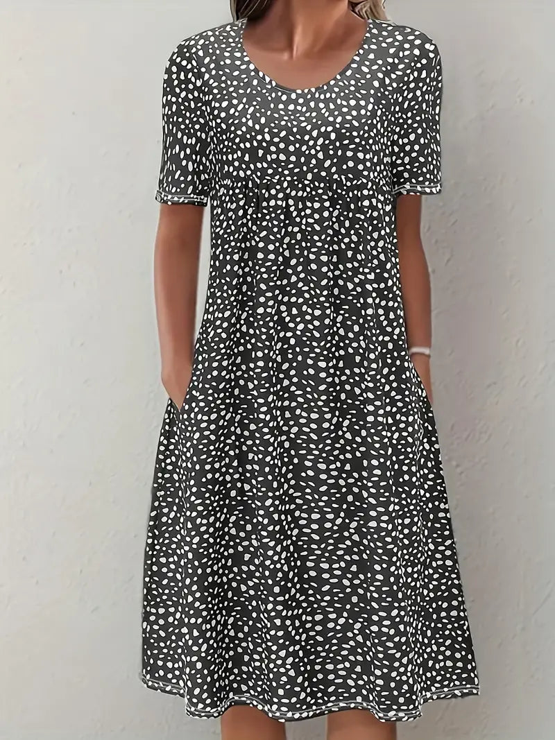 Ottilie | Women's V-Neck Polka Dot Midi Dress - Image 2