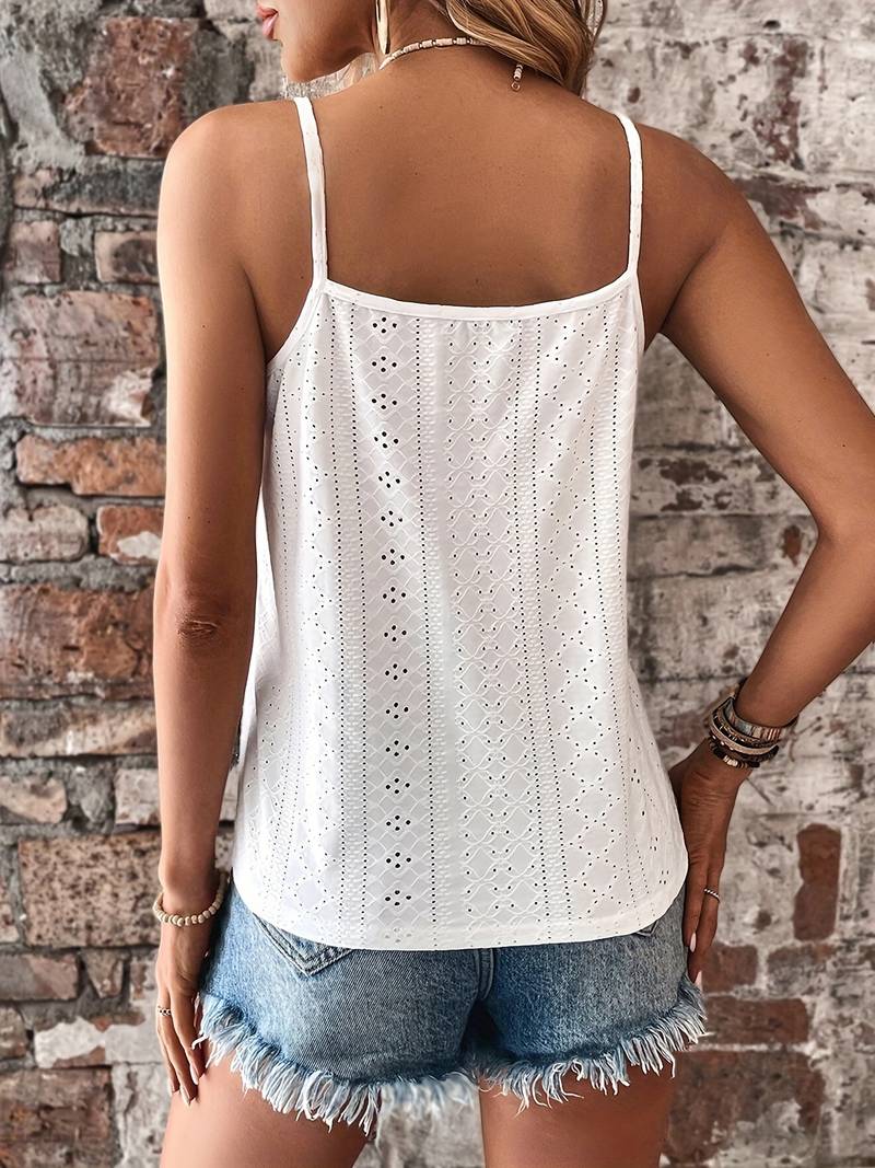 Paloma | Women's Eyelet V-Neck Sleeveless Cami Top - Image 2