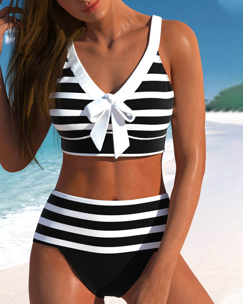 Paloma | Women's High Waist Striped Bikini Set - Image 1