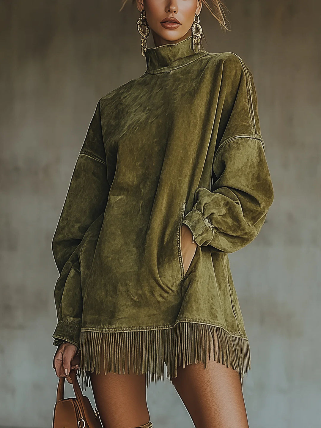 Pandora | Women's Mock Turtleneck Long Sleeve Mini Dress - Image 1