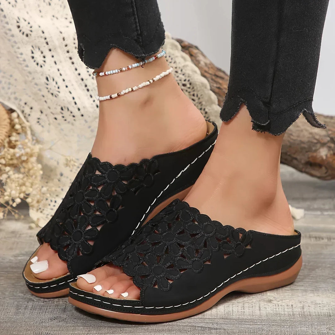 Penrose | Women's Floral Cutout Slide Sandals - Image 1