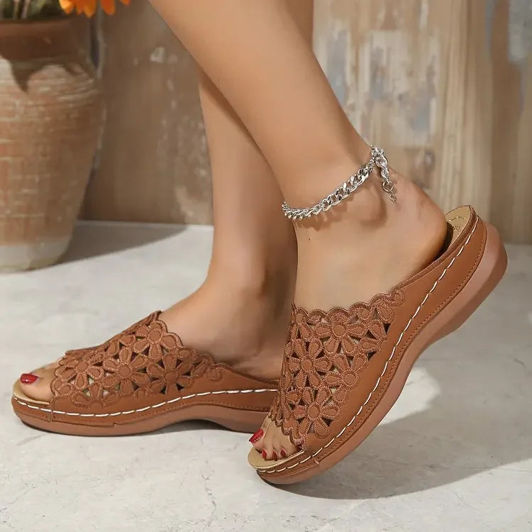 Penrose | Women's Floral Cutout Slide Sandals - Image 2