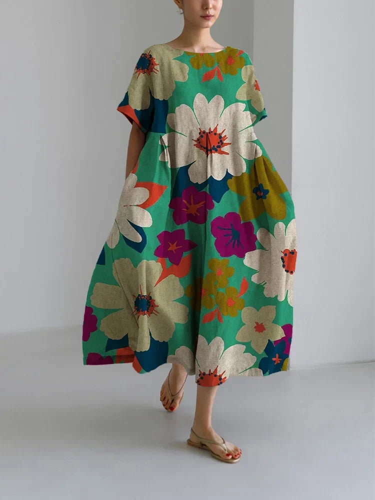 Penrose | Women's Floral Short Sleeve Midi Dress - Floral - Image 1