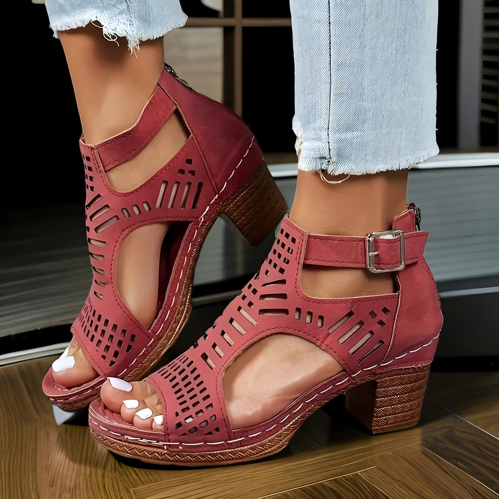 Petra | Women's Cutout Block Heel Sandals - Image 2