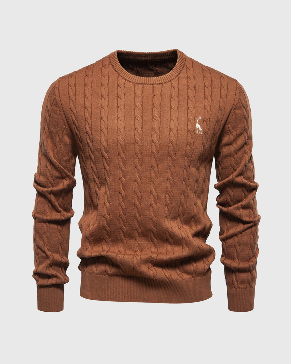 Phelan | Men's Cable Knit Crew Neck Long Sleeve Sweater - Cream - Image 2