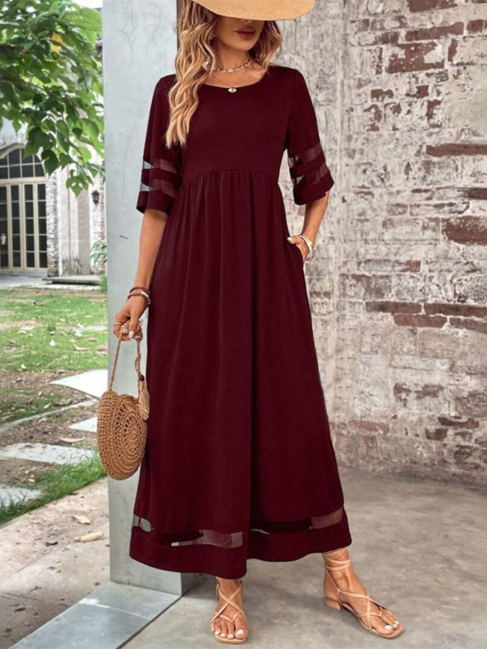 Portia | Women's Black Mesh Detail Maxi Dress - Image 2
