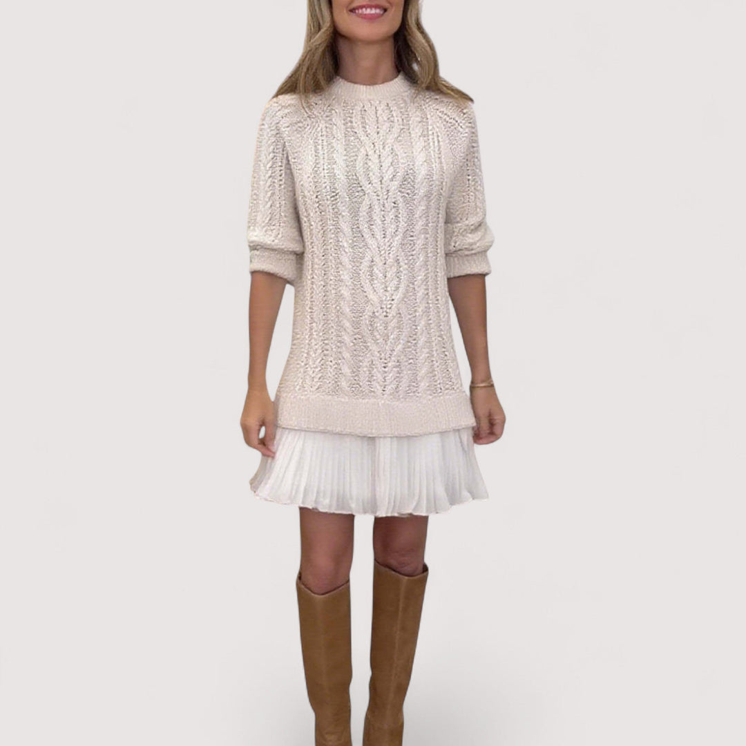 Primrose | Women's Mock Neck Cable Sweater Dress - Image 1
