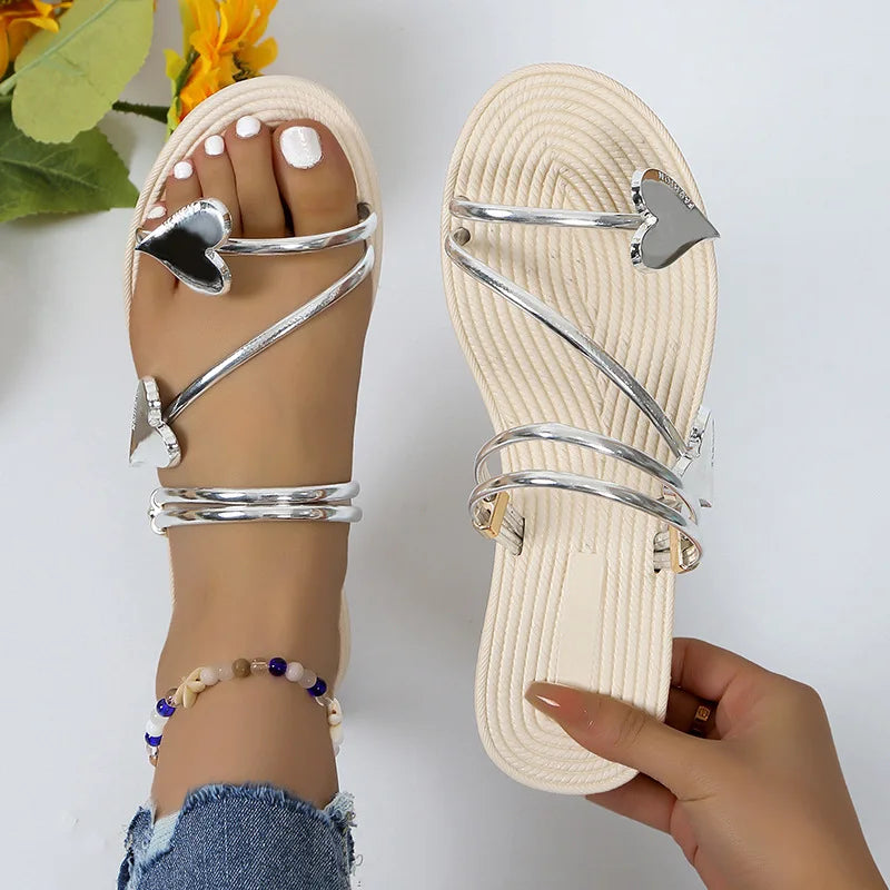 Priscilla | Women's Silver Strappy Sandals - Image 1