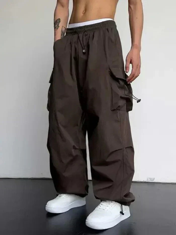Raffin | Men's Wide Leg Cargo Pants Relaxed Fit - Black - Image 2