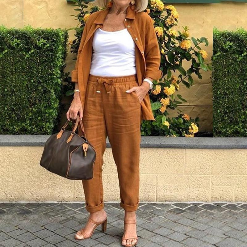 Raina | Women's Button Front Relaxed Two Piece Set - Image 2