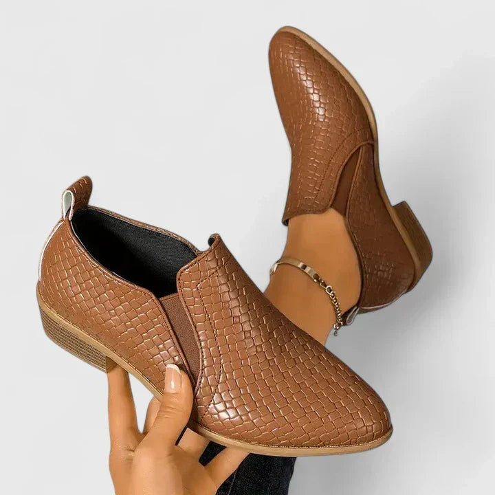 Ravona | Women's Chelsea Ankle Boots Woven Slip-On - Camel - Image 1